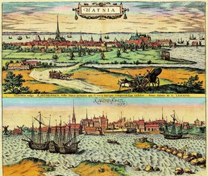Hafnia / Kobenhavn, Danimarka by Georg Braun and Hogenberg Franz