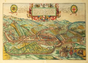 Georg Braun tarafından Dünya Haritasından Serravalle Scrivia, Piedmont bölgesi haritası by Georg Braun and Hogenberg Franz