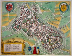 Georg Braun (1541-1622) ve Frans Hogenberg (1535-1590) tarafından yazılan “Civitates Orbis Terrarum”dan Lille şehrinin haritası 1572-1617 civarında. Paris, B.N.