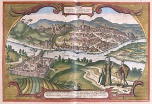 Budapeşte, Macaristan (gravür by Georg Braun and Hogenberg Franz