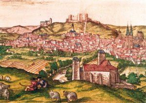 Ön planda çobanlar ve koyun sürüsü ile İspanya