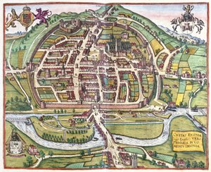 Exeter, İngiltere by Georg Braun and Hogenberg Franz