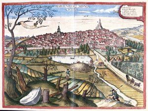 Marienberg, Saksonya, Almanya (gravür by Georg Braun and Hogenberg Franz
