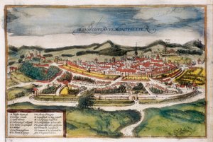 Montpellier şehrinin planı by Georg Braun and Hogenberg Franz
