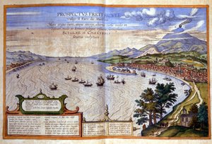 Messina Boğazı - Calabria solda, Messina ve Etna ise Sicilya