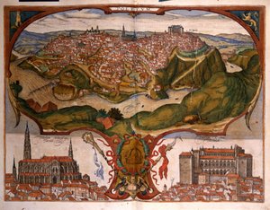 16. yüzyılda Toledo şehrinin görünümü. Franz Hogenberg (1535-1590) tarafından yazılan “” Civitatis Orbis Terrarum”” Cilt I