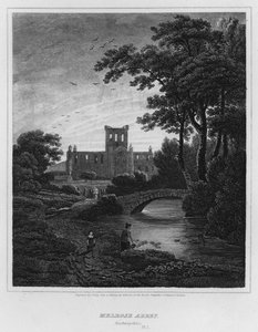 Melrose Manastırı, Roxburghshire (gravür)
