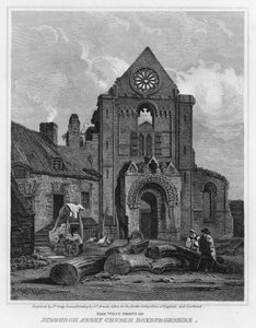 Jedburgh Abbey Kilisesi Roxburghshire Batı Cephesi (gravür)