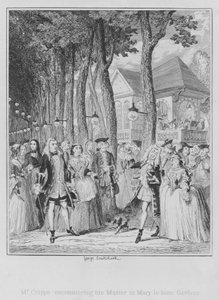 Bay Cripps, Mary-le-bone Bahçelerinde Efendisiyle karşılaşıyor (gravür) by George (after) Cruikshank