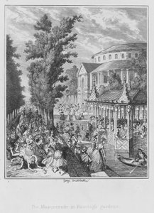 Ranelagh bahçelerinde maskeli balo (gravür) by George (after) Cruikshank