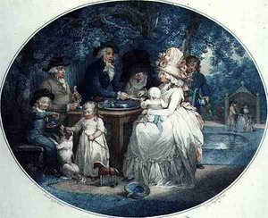 Bir Çay Bahçesi, Francois David Soiron (d.1764), pub. tarafından T. Gaugain