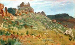 Juno Lacina Tapınağı, Agrigento, Sicilya (panelde yağlı boya)