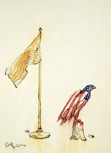 American Eagle, 1985 ABD bayrağı renklendirmesini satın aldı (gemide kalem ve renkli yıkama) by George Adamson