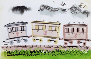 Buharlı Tren, Bölüm II, 1952 (Hint mürekkebi ve kalem ve kağıt üzerinde yıkama) by George Adamson