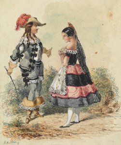 İspanyol Kostümlü Şövalye ve Hizmetçi