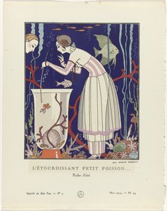 Gazette du Bon Ton, 1914 - No. 5, Pl. 44: Çarpıcı küçük balık (...) / Yazlık elbise (nesne üzerindeki başlık) by George Barbier
