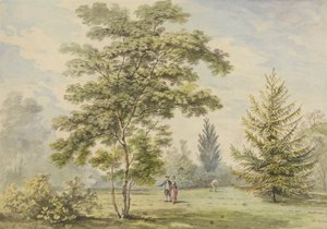 Akasya Ağacı - Bir Parktaki Figürler by George Barret