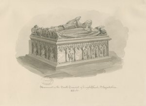 Leigh Kilisesi - Sir John Aston Anıtı: sepya çizimi, 1841