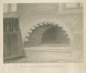 Penkridge Kilisesi - Güney Duvarındaki Anıt: sepya çizimi, 1841
