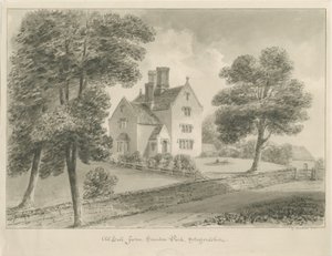 Sandon - Old Hall Farm: sepya yıkama çizimi by George Buckler