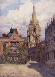 Oxford: Sağda Oriel Koleji ile Oriel Caddesi ve Merton Caddesi