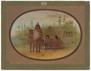 Ailesi ile Bir Yassı Şef by George Catlin