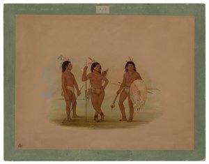 Bir Puelchee Şefi ve İki Genç Savaşçı by George Catlin