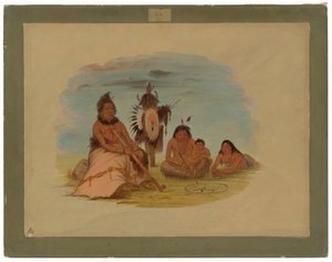 Yaşlı Bir Minatarre Şefi ve Ailesi by George Catlin