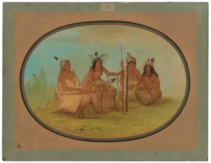 Yaşlı Bir Ojibbeway Şefi ve Üç Savaşçı by George Catlin