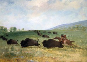 Bir Osage Kızılderilisinin Bir Bufalo Mızrağı, 1846-1848. by George Catlin