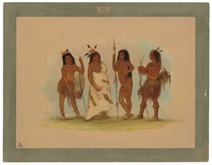 Apaçi Şefi ve Üç Savaşçı by George Catlin