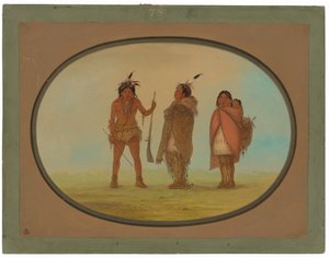 Arapaho Şefi, Karısı ve Bir Savaşçı by George Catlin