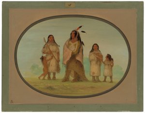 Assinneboine Savaşçısı ve Ailesi by George Catlin