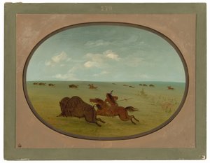 Buffalo Chase, Sioux Kızılderilileri, Yukarı Missouri by George Catlin
