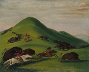 Prairie Bluffs üzerinde Buffalo Chase, 1832-1833. by George Catlin