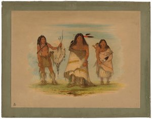 Komançi Şefi, Karısı ve Bir Savaşçı by George Catlin