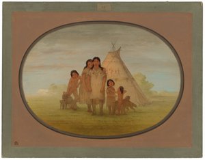 Comanche Chiefs Çocuklar ve Kızılderili çadırı by George Catlin