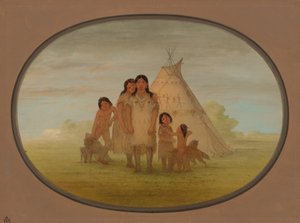 Comanche Chiefs Çocuklar ve Wigwam, 18611869. by George Catlin