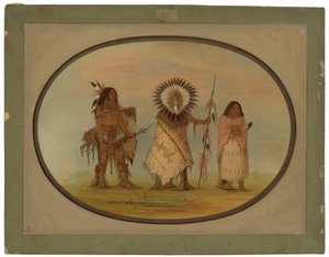 Karga Şefi, Karısı ve Bir Savaşçı by George Catlin