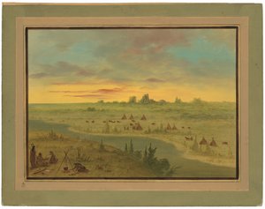 Gün Batımında Pawnee Kızılderililerinin Kampı by George Catlin