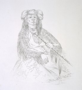 Ha-wan-je-tah (Tek Boynuz) 1852 by George Catlin