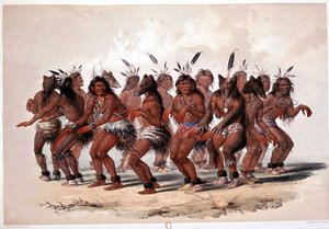 Hint Ayı Dansı - Georges Catlin tarafından Litografi by George Catlin