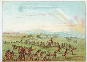 Amerika Kızılderilileri: 7 ila 15 yaş arasındaki Mandans çocuklarına avlanmayı öğretmek. George Catlin