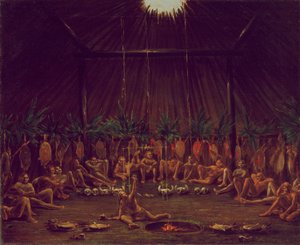 Tıp Locasının İç Görünümü, Mandan O-kee-pa Töreni by George Catlin