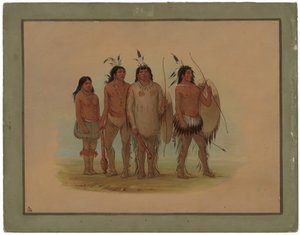 Kiowa Şefi, Karısı ve İki Savaşçı by George Catlin