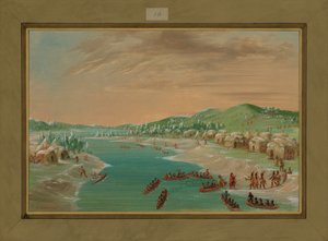 La Salle ve Parti Illinois Köyüne Varıyor, 1 Ocak 1680, 1847-48 by George Catlin