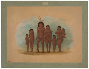 Lengua Şefi, İki Karısı ve Dört Çocuğu by George Catlin