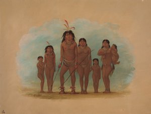 Lengua Şefi, İki Karısı ve Dört Çocuğu, 18541869. by George Catlin
