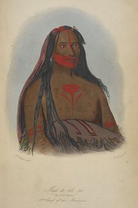 Mah-to-toh-pa (dört ayı) Mandanların 2. şefi. by George Catlin