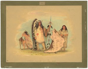 Sevdiği Karısı ile Mandan Savaş Şefi by George Catlin